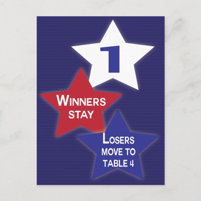 Red, White Blue Stars Bunco Table Card #1 of 4 (Front)