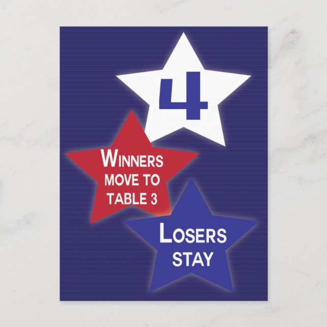 Red, White Blue Stars Bunco Table Card #4 (Front)