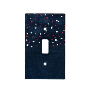 Red White & Blue Stars Denim Country Chic Jean Light Switch Cover