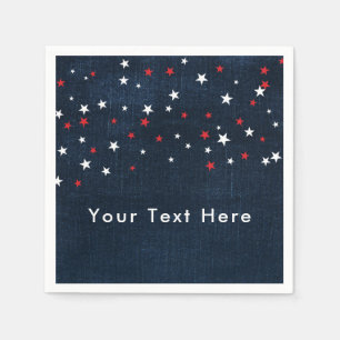 Red White & Blue Stars Denim Custom Party Napkins