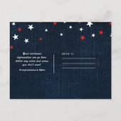 Red White & Blue Stars Denim Save the Date Party Announcement Postcard (Back)