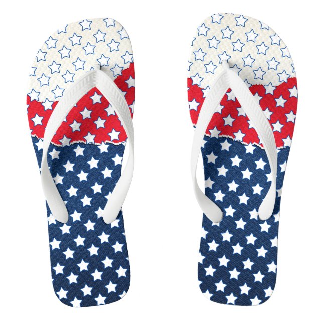 Red White & Blue Stars Flip Flops (Footbed)