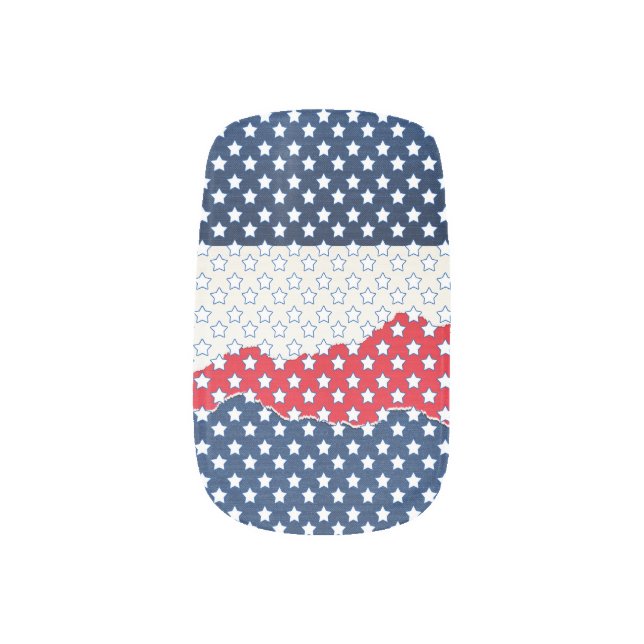 Red White Blue Stars Fun Fingernail Fashion  Minx Nail Art (Left Thumb)
