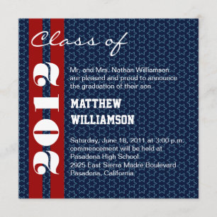 Red White Blue Stars Graduation Invitation