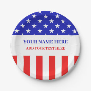 Red White Blue Stars Patriotic Theme Party Paper Plates