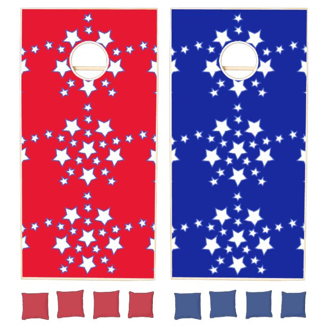 Red White & Blue Stars Patriotic USA Cornhole Sets (Set)