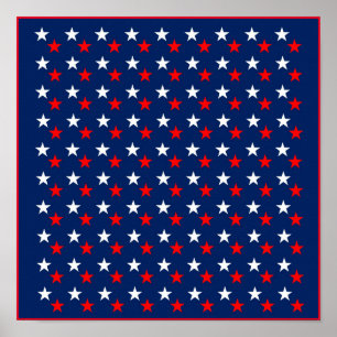 RED WHITE BLUE STARS PATTERN BACKGROUNDS WALLPAPER POSTER