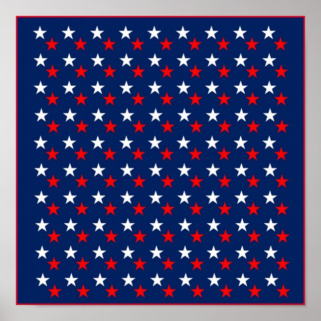 RED WHITE BLUE STARS PATTERN BACKGROUNDS WALLPAPER POSTER (Front)
