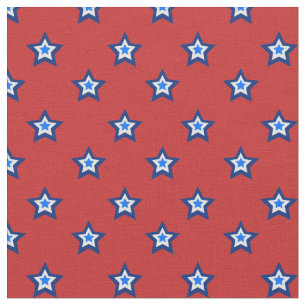 Red, White & Blue Stars Pattern Fabric