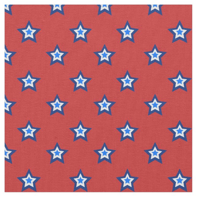 Red, White & Blue Stars Pattern Fabric (Close Up)