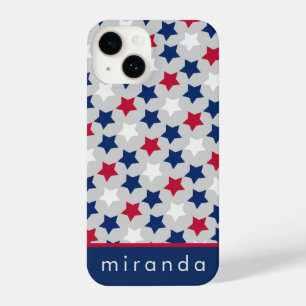 Red White Blue Stars Personalized Name iPhone Case