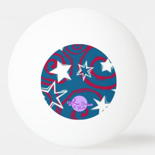 Red White & Blue Stars Pink Pong Ball