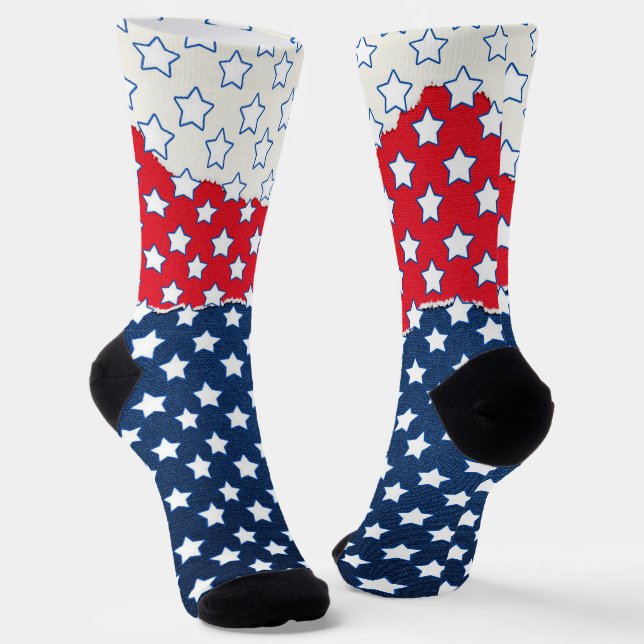 Red White & Blue Stars Socks (Angled)