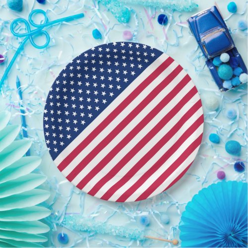 Red White Blue Stars Stripes 4th of July BBQ Party Paper Plates