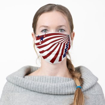 Red White & Blue Stars & Stripes Adult Cloth Face Mask by FuzzyCozy at Zazzle