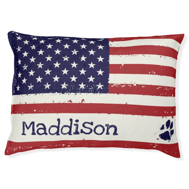 Red White Blue Stars Stripes American Flag Pet Bed (Front)