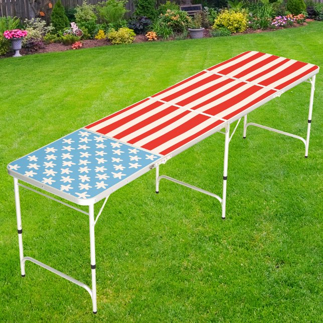 Red White & Blue Stars & Stripes Family Barbecue Beer Pong Table (Creator Uploaded)
