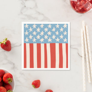 Red White & Blue Stars & Stripes Family Barbecue Napkins