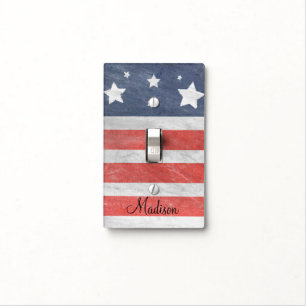 Red White Blue Stars & Stripes Grunge Light Switch Cover