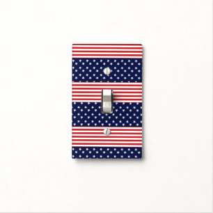 Red white blue stars stripes light switch cover