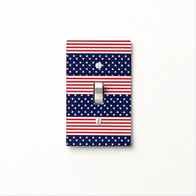 Red white blue stars stripes light switch cover (In Situ)