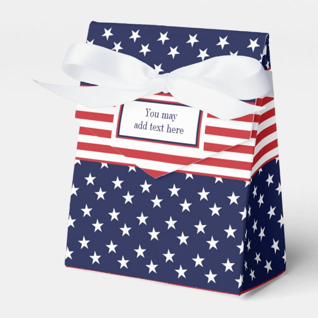 Red White Blue Stars & Stripes Party Favor Boxes (Front Side)