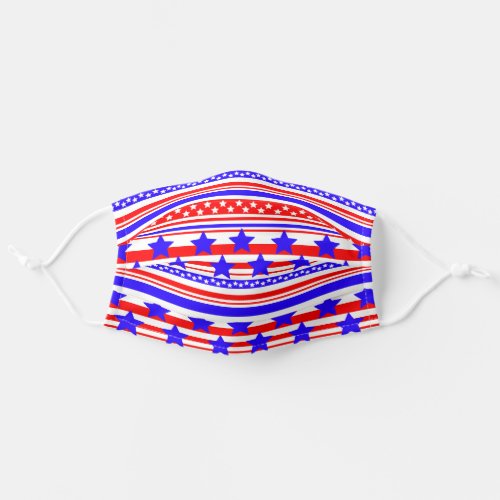Red White  Blue Stars  Stripes Patriotic Adult Cloth Face Mask