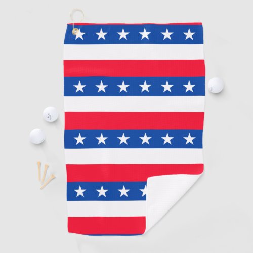 Red White Blue Stars Stripes Patriotic Golf Towel