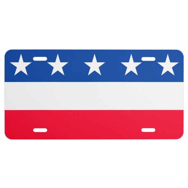 Red White Blue Stars Stripes Patriotic License Plate (Front)