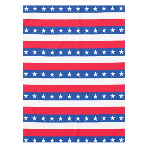 Red White Blue Stars Stripes Patriotic Tablecloth