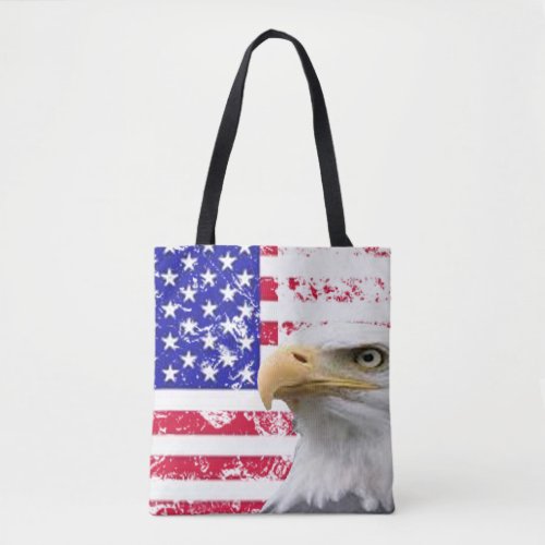 Red White Blue Stars  Stripes USA Flag Patriot Tote Bag