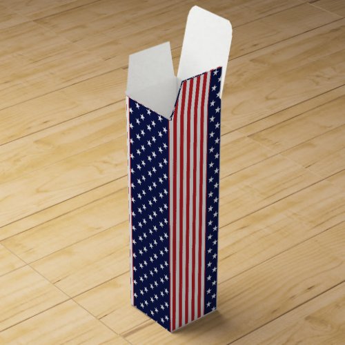 Red White Blue Stars  Stripes Wine Gift Box