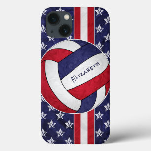 red white blue stars stripes women's volleyball iPhone 13 case