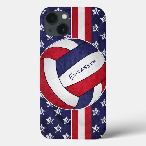 red white blue stars stripes womens volleyball iPhone 13 case