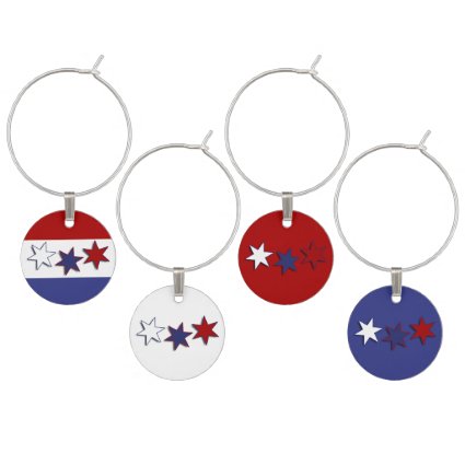 Red White Blue Stars Wine Charm