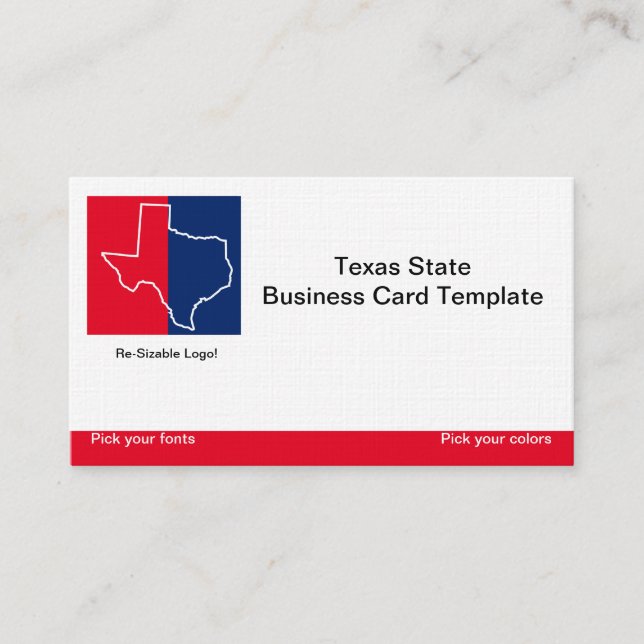 Red, White Blue State of Texas Logo Business Card (Front)