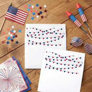 Red, White & Blue String Lights 4th Of July Envelope Liner