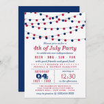 Red, White & Blue String Lights 4th Of July Party Invitation