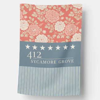 Red White Blue Stripe Block Print Stars House Flag