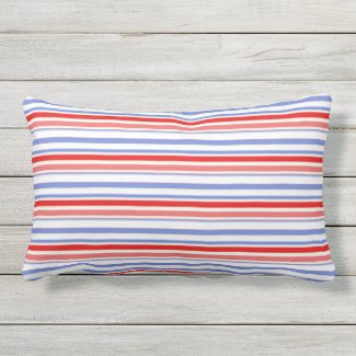 Red, White, Blue Stripe Outdoor Lumbar Pillow