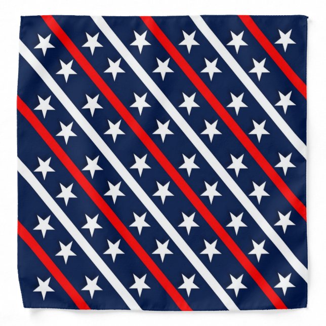 Red white blue stripe with stars bandana (Front)