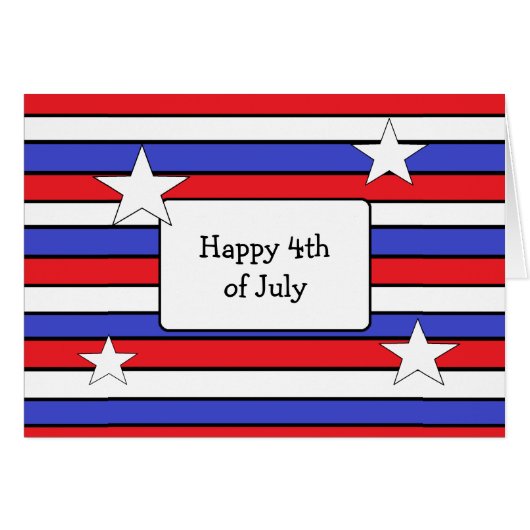 Red, White Blue Striped Happy 4th of July Card (Front Horizontal)