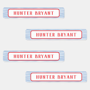 Red White Blue Striped Kids' Labels