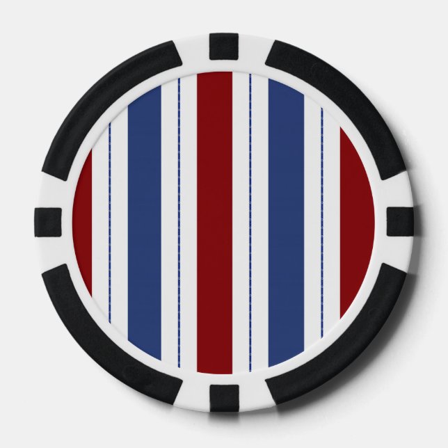 Red, White, Blue Striped Poker Chips (Front)