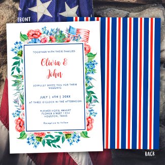 Red White Blue Stripes 4th July Patriotic Wedding