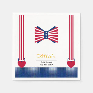 Red White & Blue Stripes 4th Of July Baby Shower Napkins