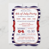 Red, White & Blue Stripes 4th Of July Party Invitation (Front)