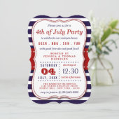 Red, White & Blue Stripes 4th Of July Party Invitation (Standing Front)