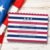 Red, White & Blue Stripes 4th Of July Party Invitation