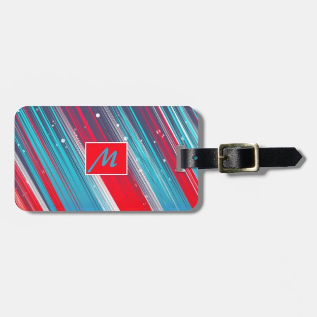Red White Blue Stripes Personalize Luggage Luggage Tag (Front Horizontal)